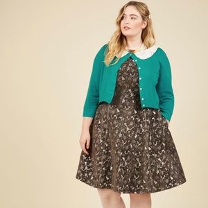 Modcloth Elegant Accents Cardigan in Teal 1X